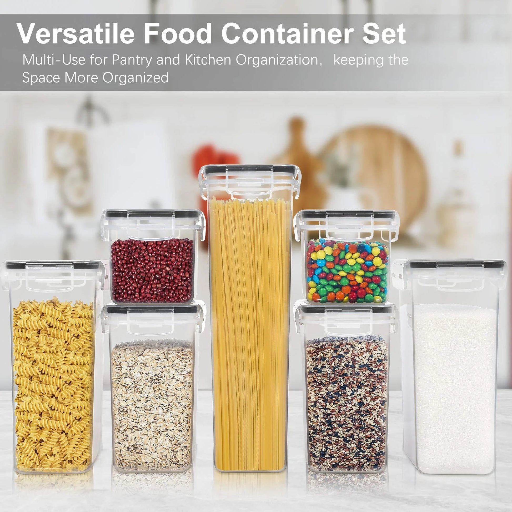 Airtight Food Storage Containers Set, Vtopmart 32Pcs Plastic Kitchen and Pantry Organization Canisters, Black