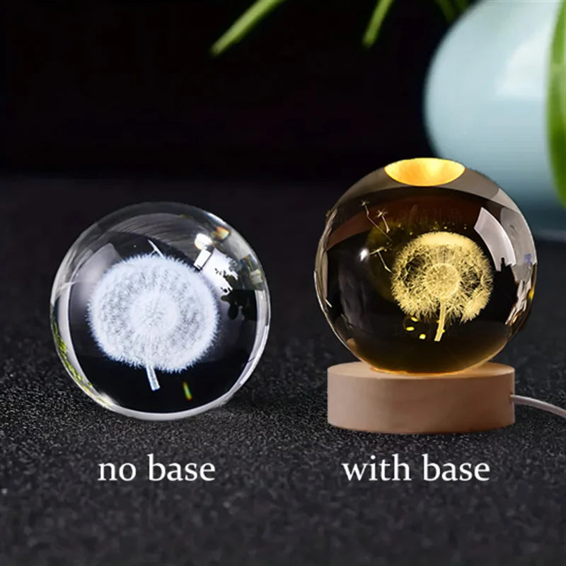 6Cm 3D Crystal Ball Crystal Planet Night Light Laser Engraved Solar System Globe Astronomy Birthday Gift Home Desktop Decoration