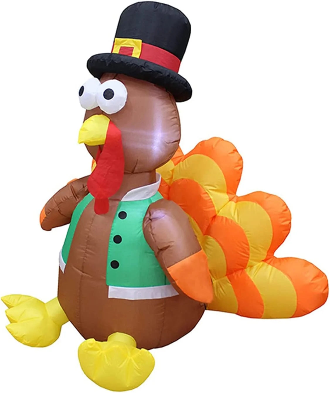 Thanksgiving Inflatable Turkey,  4Ft Height Outdoor Thanksgiving Decoration, Happy Thanksgiving Blow up Turkey with LED Stakes for Fall Family Blow up Outdoor Lawn Yard Holiday Decorations