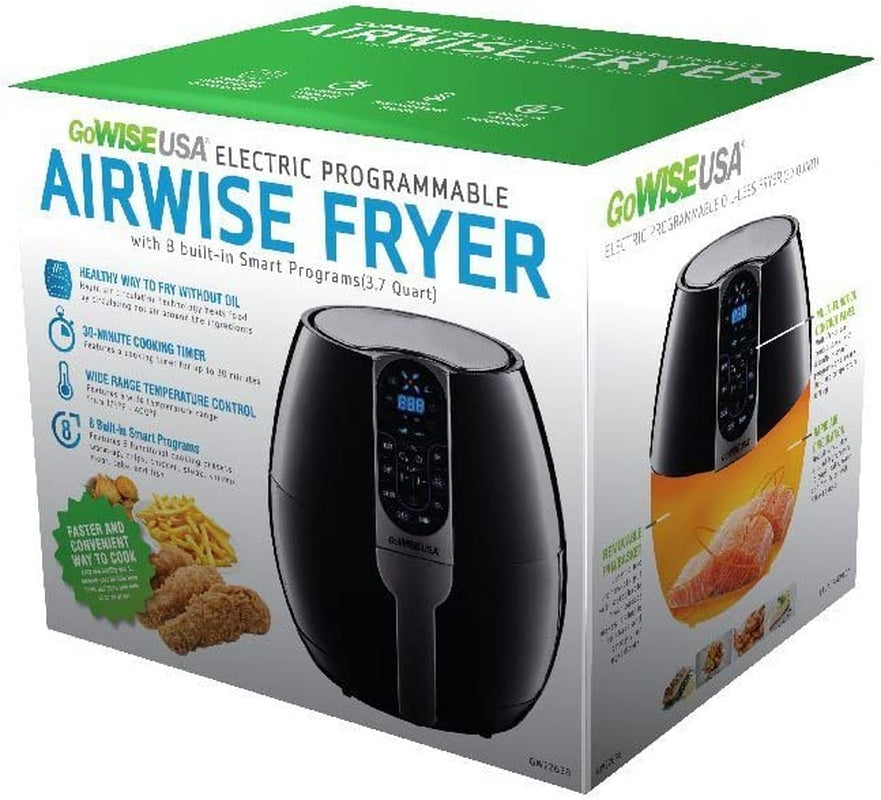 3.7-Quart Programmable Air Fryer with 8 Cook Presets, GW22638 - Black