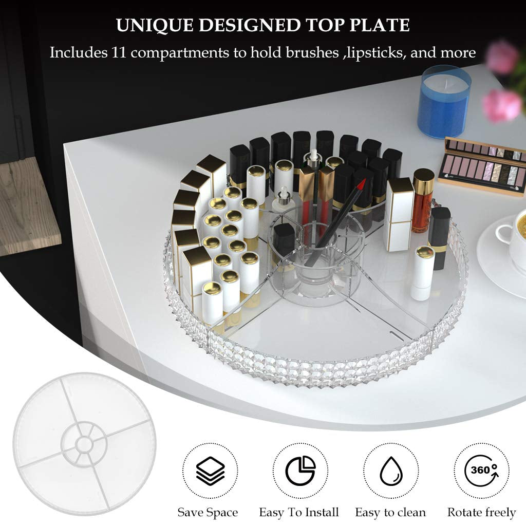 360 Degree Rotating Makeup Organizer, Extra Large Capacity Perfume Organizer, Removable DIY 7 Layers Make up Organizer for Vanity, Cosmetic Display Case Organizador De Maquillaje (Clear)