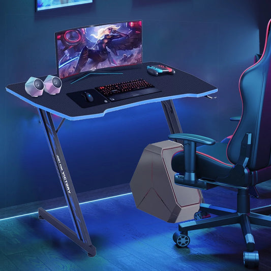 39"/47" Computer Desk Z Shaped Workstation Ergonomic Table with Headphone Hook for Game Players (Red, 39 In)