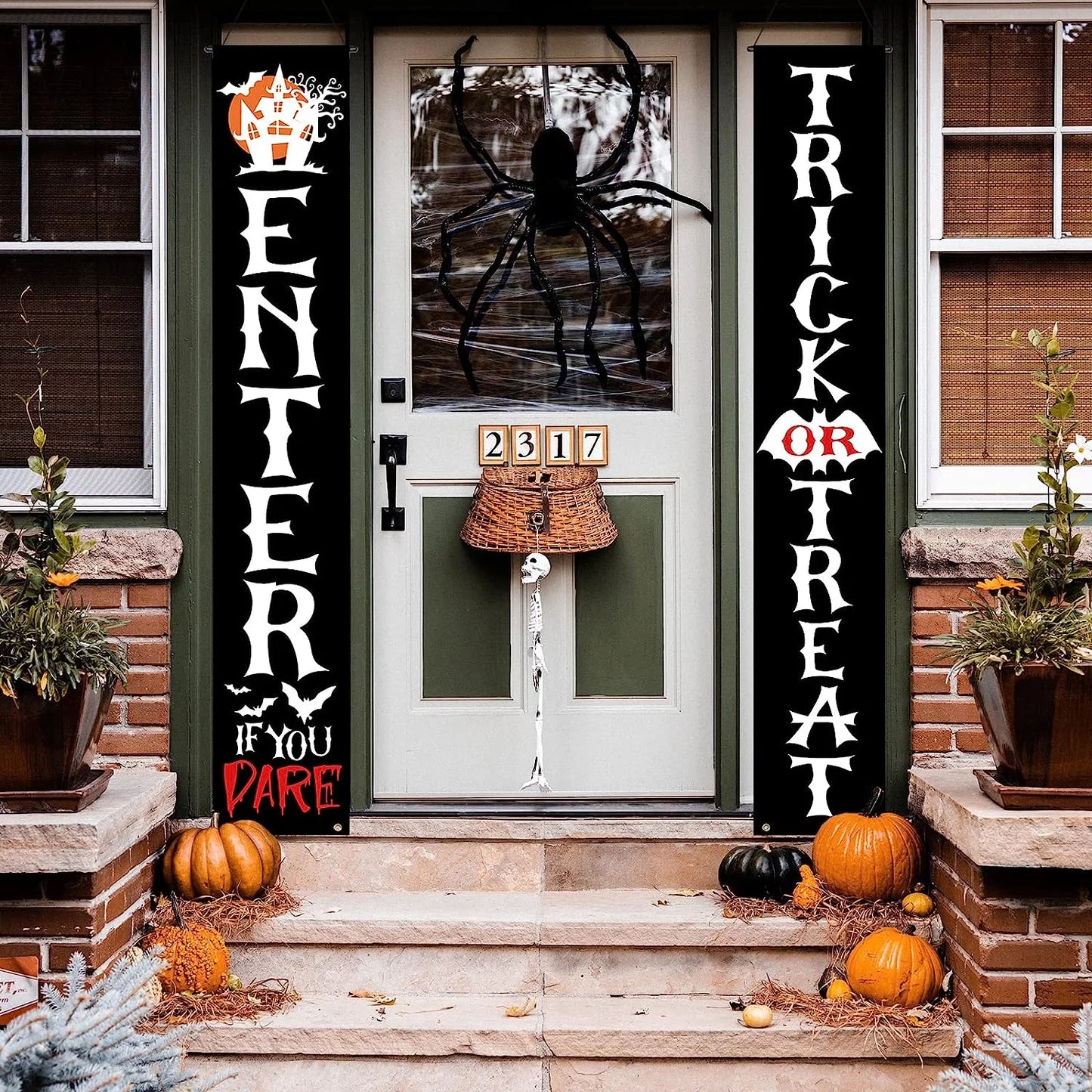 Halloween Decorations Banners, Halloween Door Porch Sign Trick or Treat Yard Signs Banner